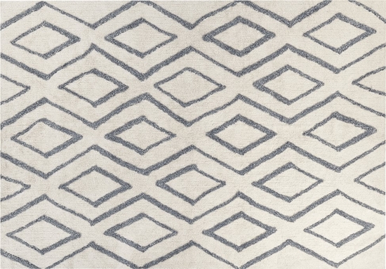 Изображение Beliani Dywan baweniany wochacz 160 x 230 cm zamana biel z niebieskim MENDERES
