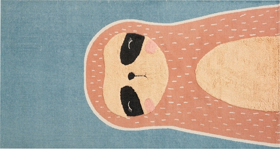 Picture of Beliani Dywan dziecicy baweniany motyw leniwca 80 x 150 cm niebiesko-pomaraczowy ISAK