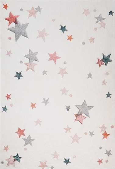 Изображение Beliani Dywan dziecicy baweniany w gwiazdki 140 x 200 cm biay ALPOUD