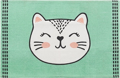 Attēls no Beliani Dywan dziecicy koci wzór 60 x 90 cm zielony HOWRAH