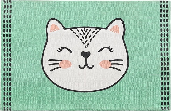 Picture of Beliani Dywan dziecicy koci wzór 60 x 90 cm zielony HOWRAH