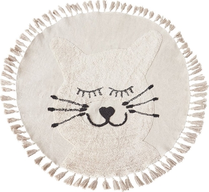 Attēls no Beliani Dywan dziecicy okrgy baweniany motyw kota ø 120 cm beowy ETSERI