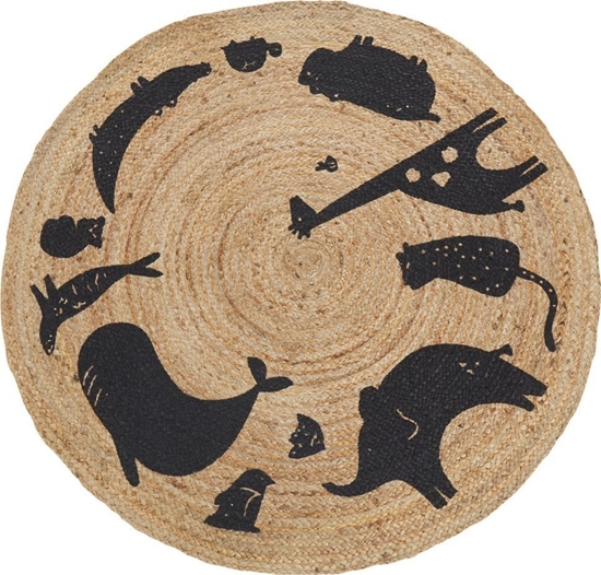 Picture of Beliani Dywan dziecicy okrgy z juty motyw zwierzt  120 cm beowy EARTH