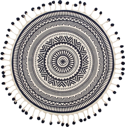 Attēls no Beliani Dywan okrgy 120 cm kremowo-granatowy TATVAN