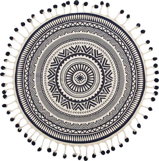 Picture of Beliani Dywan okrgy 120 cm kremowo-granatowy TATVAN