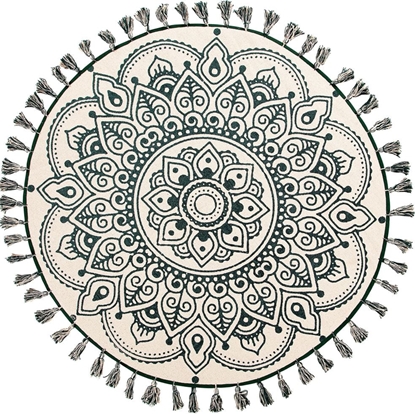 Attēls no Beliani Dywan okrgy 120 cm orientalny nadruk kremowo-zielony IRICE