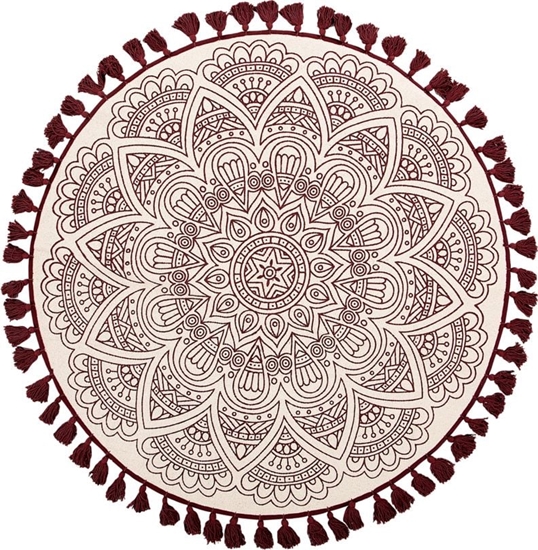 Picture of Beliani Dywan okrgy orientalny nadruk 120 cm kremowo-czerwony AYAKLI