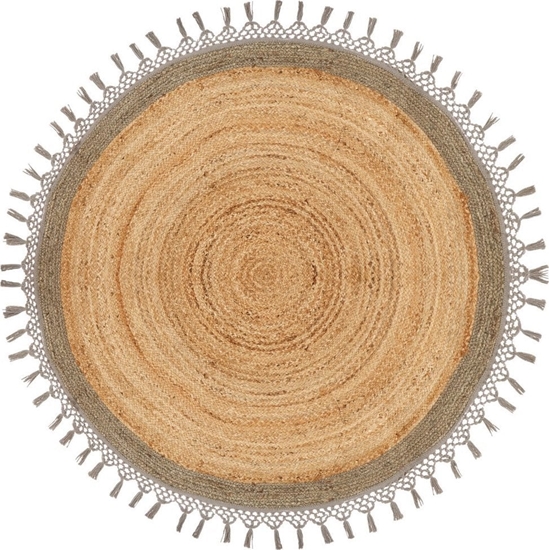 Picture of Beliani Dywan okrgy z juty  140 cm beowy z szarym MARTS