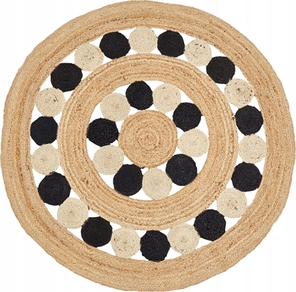 Attēls no Beliani Dywan okrgy z juty  140 cm beowo-czarny HOVIT