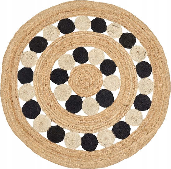 Picture of Beliani Dywan okrgy z juty  140 cm beowo-czarny HOVIT