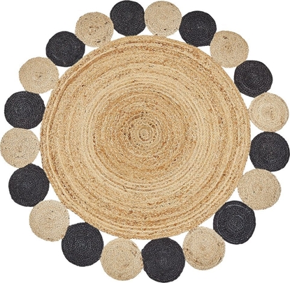 Attēls no Beliani Dywan okrgy z juty  140 cm czarny VOSTAN
