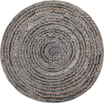Attēls no Beliani Dywan okrgy z juty 120 cm niebiesko-beowy MASLAK