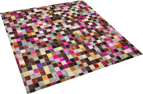 Picture of Beliani Dywan patchwork skórzany 200 x 200 cm wielokolorowy ENNE