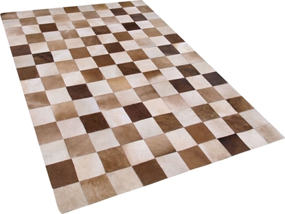Attēls no Beliani Dywan skórzany 140 x 200 cm brzowo-beowy SOLMAZ