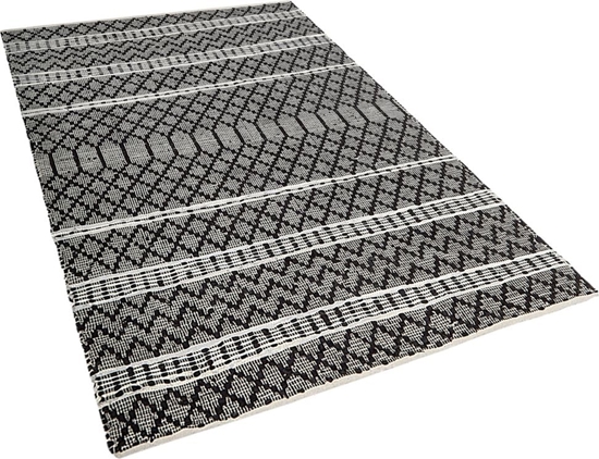 Изображение Beliani Dywan skórzany 140 x 200 cm czarny z beowym FEHIMLI