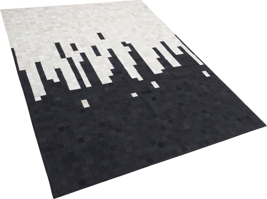 Изображение Beliani Dywan skórzany 160 x 230 cm czarno-biay BOLU