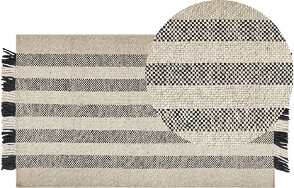 Attēls no Beliani Dywan weniany 80 x 150 cm zamana biel z czarnym TACETTIN