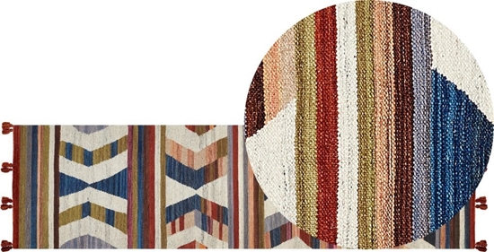 Изображение Beliani Dywan weniany kilim 80 x 300 cm wielokolorowy MRGASHAT