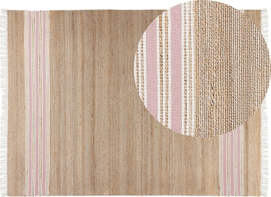 Изображение Beliani Dywan z juty 160 x 230 cm beowo-róowy MIRZA