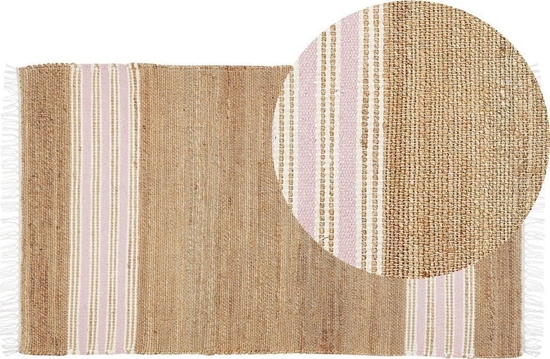 Изображение Beliani Dywan z juty 80 x 150 cm beowo-róowy MIRZA