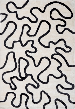 Attēls no Beliani Dywan z wiskozy wzór abstrakcyjny 160 x 230 cm biay z czarnym KAPPAR