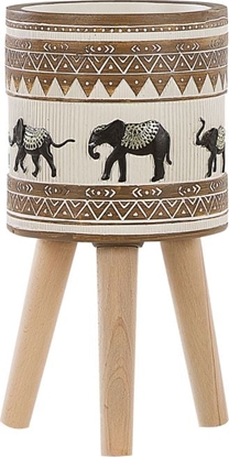 Attēls no Beliani Doniczka na stojaku 22 x 22 x 23 cm beowo-brzowa KOTTES