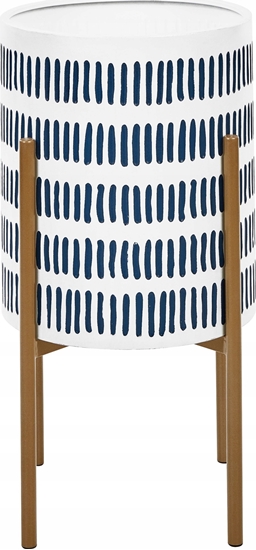 Picture of Beliani Doniczka na stojaku metalowa 31 x 31 x 58 cm biao-niebieska NEMOROSA