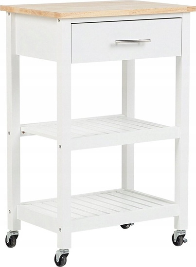 Изображение Beliani Drewniany wózek kuchenny z szuflad biay HIUMA!