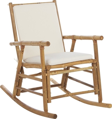 Attēls no Beliani Fotel bujany bambusowy jasne drewno z biaym FRIGOLE!