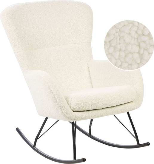 Picture of Beliani Fotel bujany boucle biay z czarnym ANASET