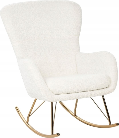 Picture of Beliani Fotel bujany boucle biay ze zotym ANASET