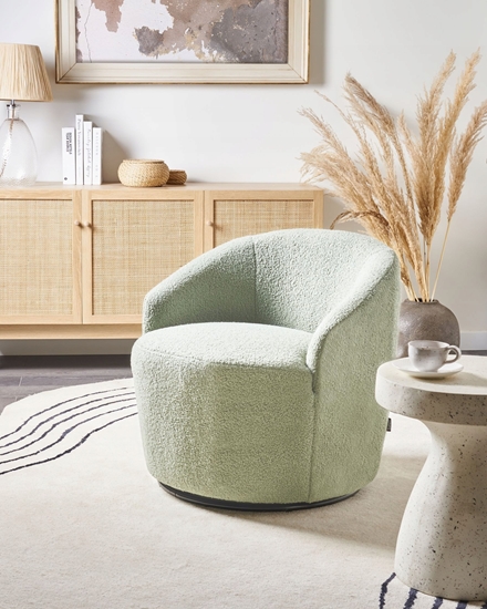 Picture of Beliani Fotel obrotowy DAVIK Boucle Jasnozielony