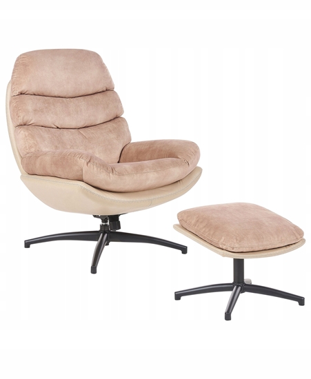 Picture of Beliani Fotel obrotowy EIDE Z podnókiem Welur Piaskowy