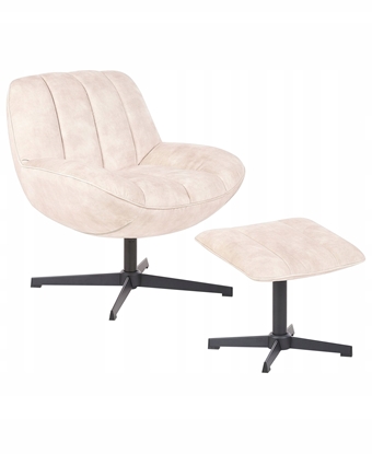 Attēls no Beliani Fotel obrotowy LIA Z podnókiem Welur Beowy