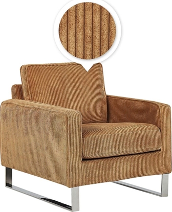 Attēls no Beliani Fotel sztruksowy jasnobrzowy VIND