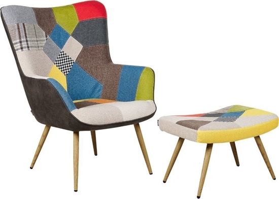 Picture of Beliani Fotel Z Podnókiem Patchwork Wielokolorowy Vejle!