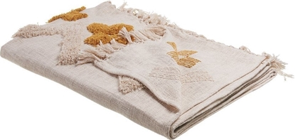 Attēls no Beliani Koc Baweniany 130 X 180 Cm Beowy Z ótym Adoni!