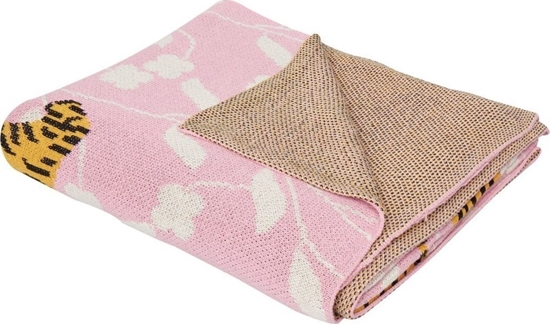 Изображение Beliani Koc baweniany dla dzieci w tygrysy 130 x 170 cm róowy NERAI