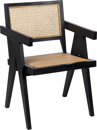 Picture of Beliani Krzeso drewniane z plecionk rattanow jasne drewno z czarnym WESTBROOK