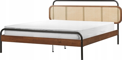 Attēls no Beliani óko drewniane 160 x 200 cm ciemne BOUSSICOURT