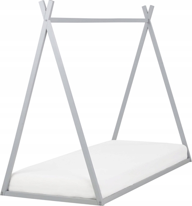 Attēls no Beliani óko dziecice domek drewniane 90 x 200 cm szare SAURAT