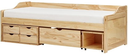 Attēls no Beliani óko dzienne z szufladami Drewno ROYVILLE 90 x 200 cm Jasnobrzowy