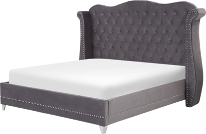 Attēls no Beliani óko welurowe 160 x 200 cm szare AYETTE