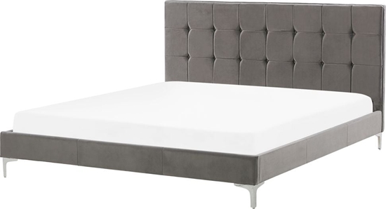 Изображение Beliani óko welurowe 160 x 200 cm szare AMBERT