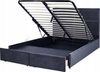 Attēls no Beliani óko welurowe z pojemnikiem 160 x 200 cm czarne VERNOYES