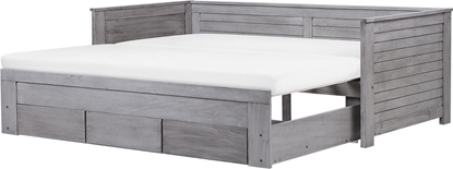 Attēls no Beliani óko wysuwane drewniane 90 x 200 cm szare CAHOR