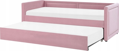 Attēls no Beliani óko wysuwane tapicerowane 90 x 200 cm róowe MIMIZAN