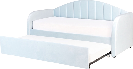 Picture of Beliani óko wysuwane welurowe 90 x 200 cm niebieskie EYBURIE