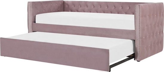 Picture of Beliani óko wysuwane welurowe 90 x 200 cm róowe GASSIN