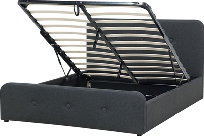 Attēls no Beliani óko z pojemnikiem tapicerowane 140 x 200 cm ciemnoszare RENNES